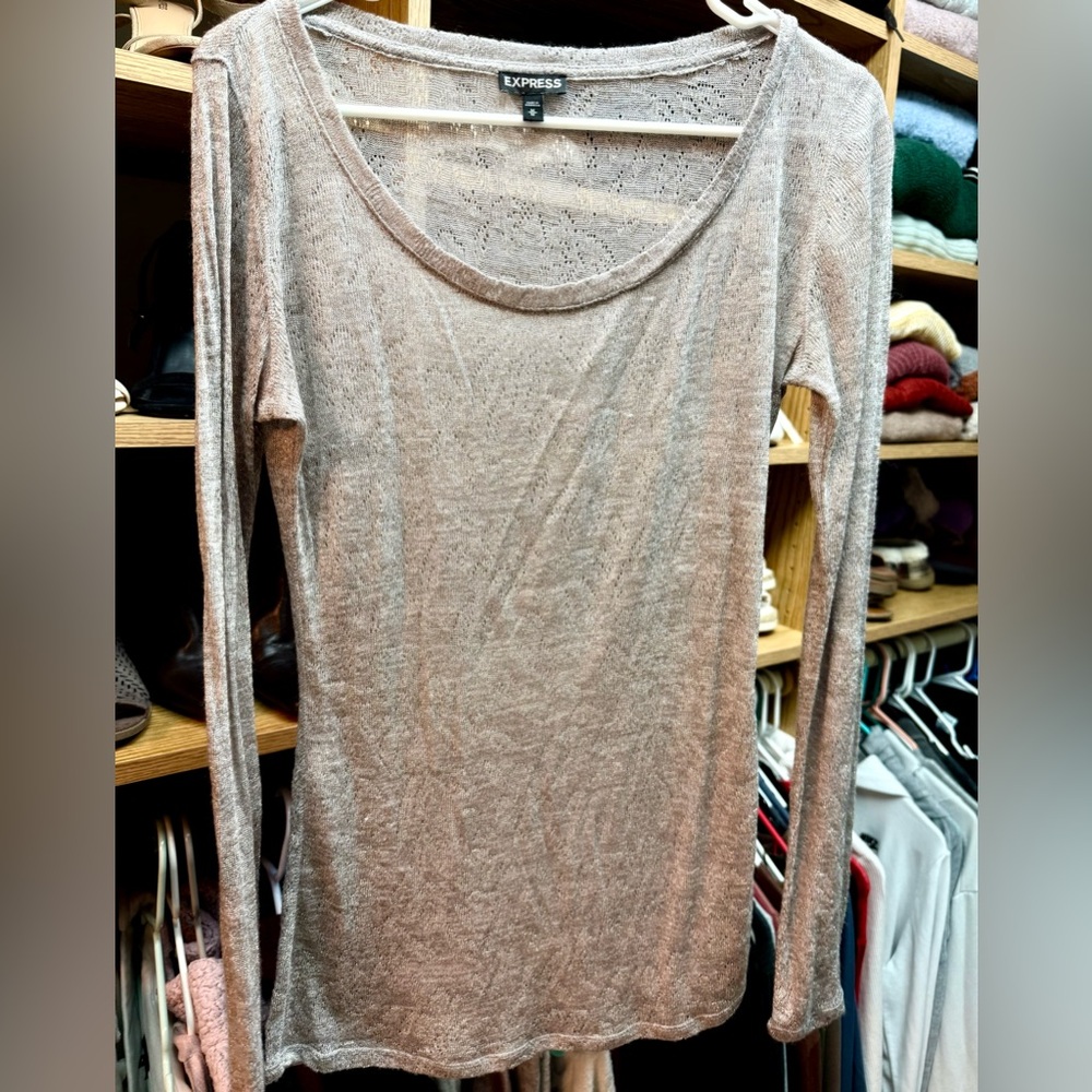Express Women's Long Sleeve Top - Light Brown